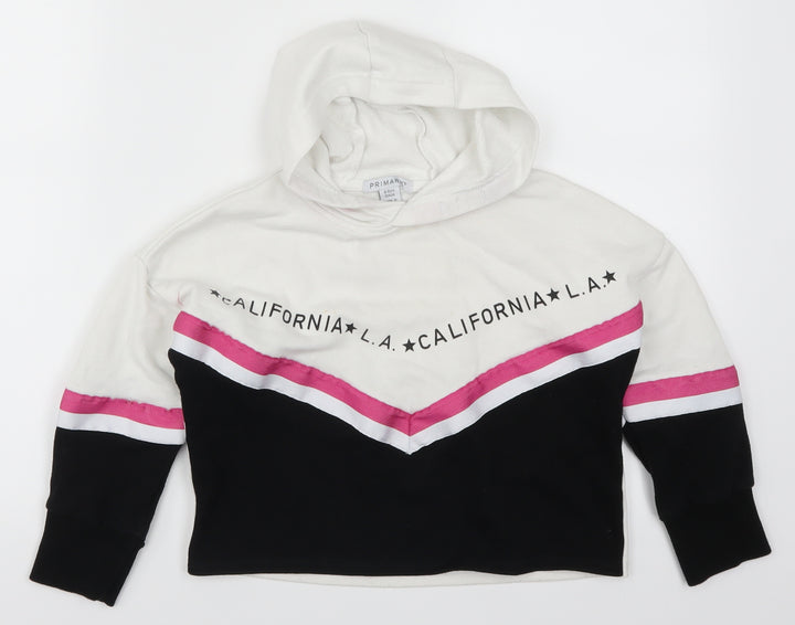 Primark Girls White Striped  Pullover Hoodie Size 8-9 Years  - California