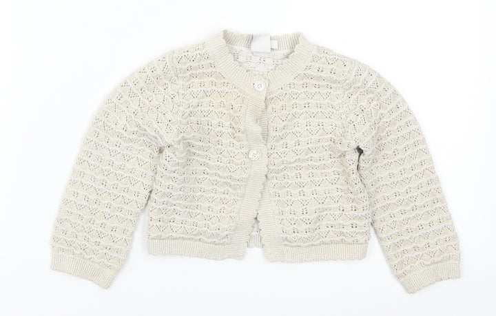 Mini Club Boys Beige Cardigan Jumper Size 9-10 Years