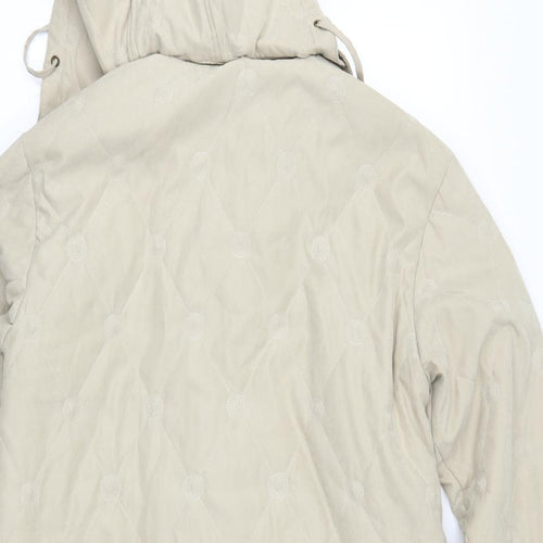 Astraka Womens Beige Geometric  Quilted Coat Size S