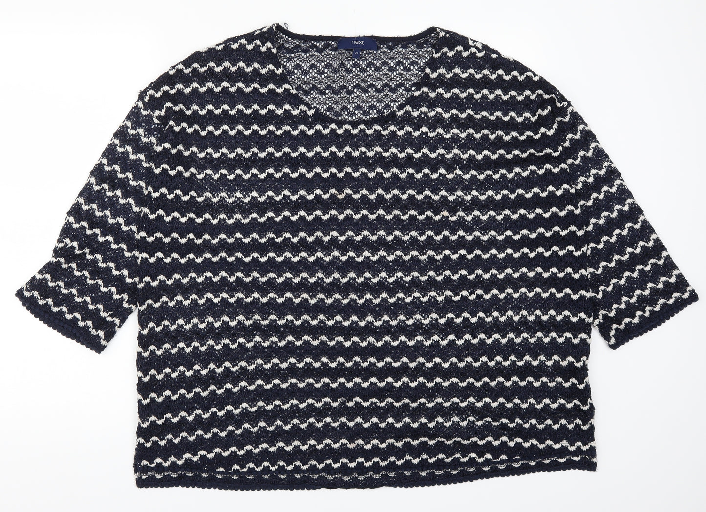 NEXT Womens Blue Striped  Pullover Jumper Size 22  - Zig Zag