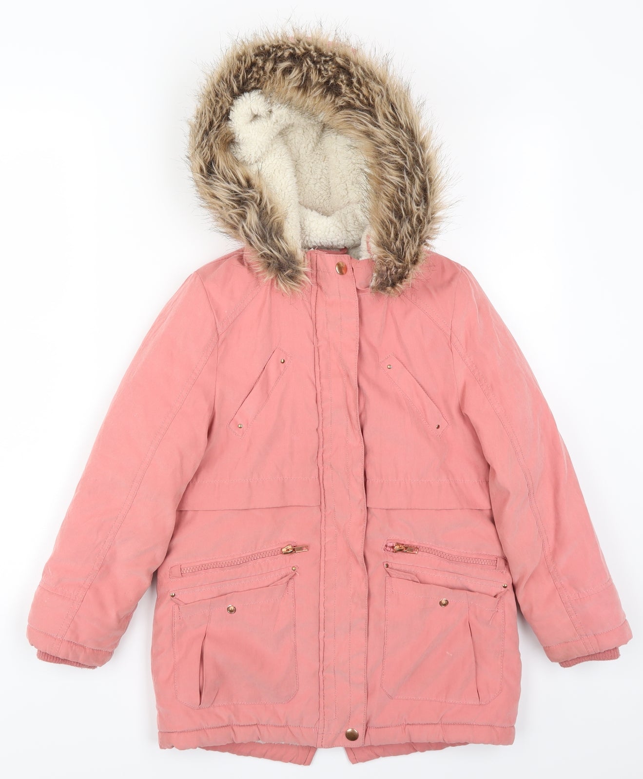 George Girls Pink   Parka Coat Size 7-8 Years