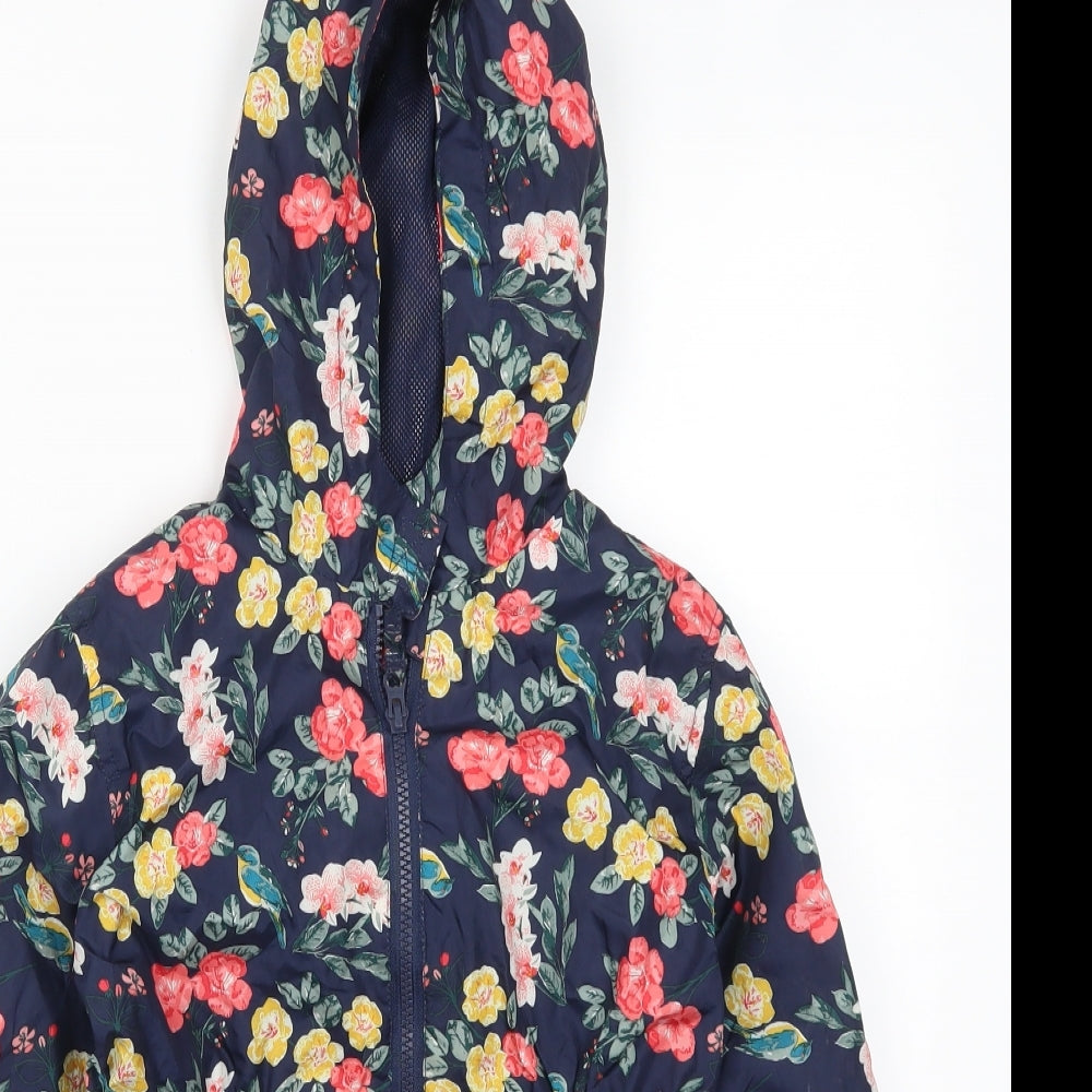 Nutmeg Girls Blue Floral  Basic Coat Coat Size 7-8 Years