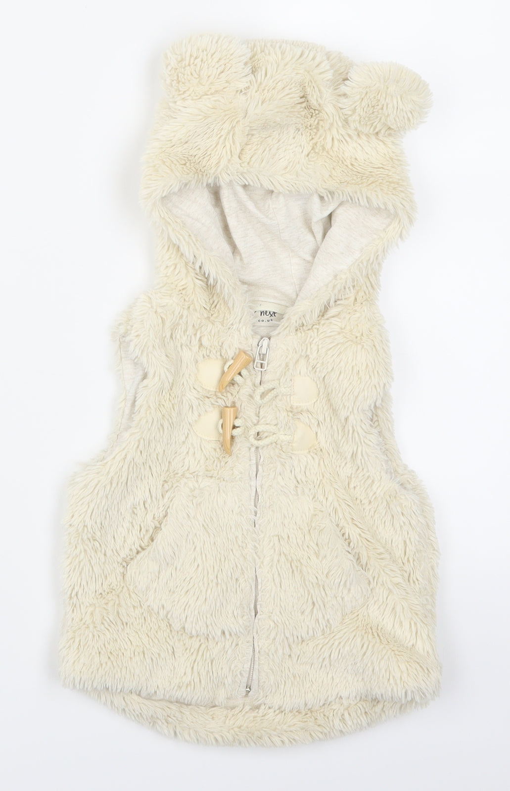 Nex Girls Beige   Gilet Jacket Size 12-18 Months  - Ears on Hood