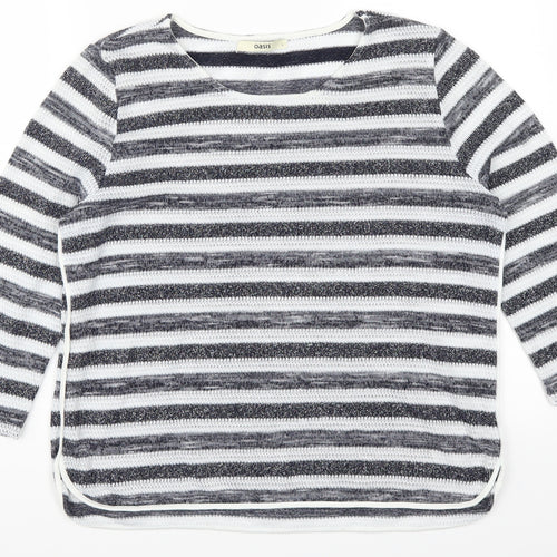 Oasis Womens Blue Striped  Pullover Jumper Size L