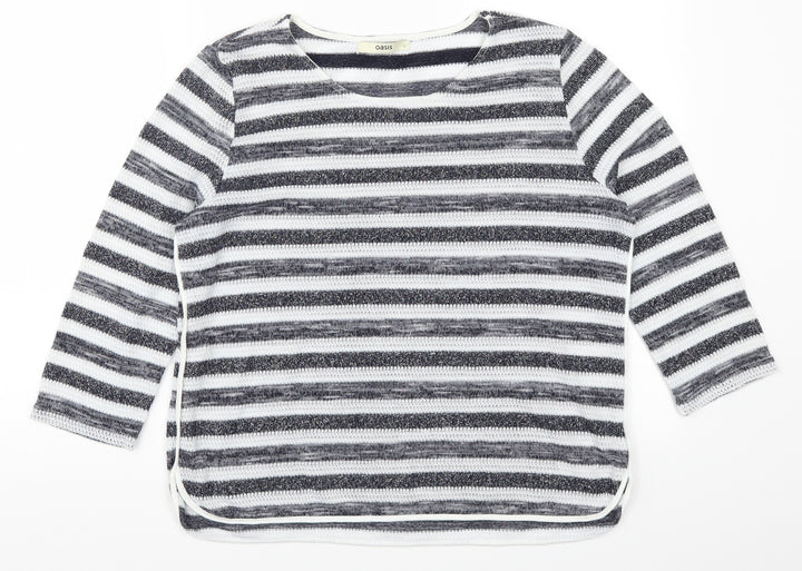 Oasis Womens Blue Striped Pullover Jumper Size L