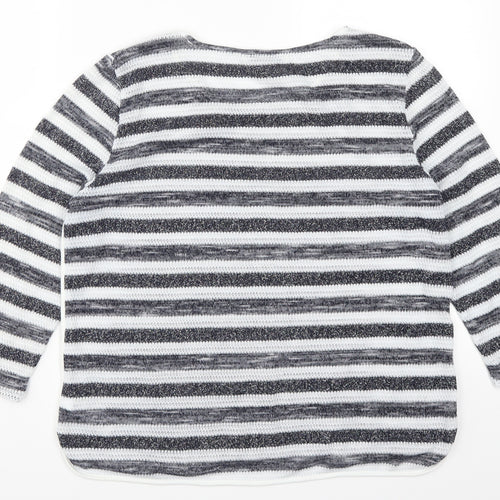 Oasis Womens Blue Striped  Pullover Jumper Size L