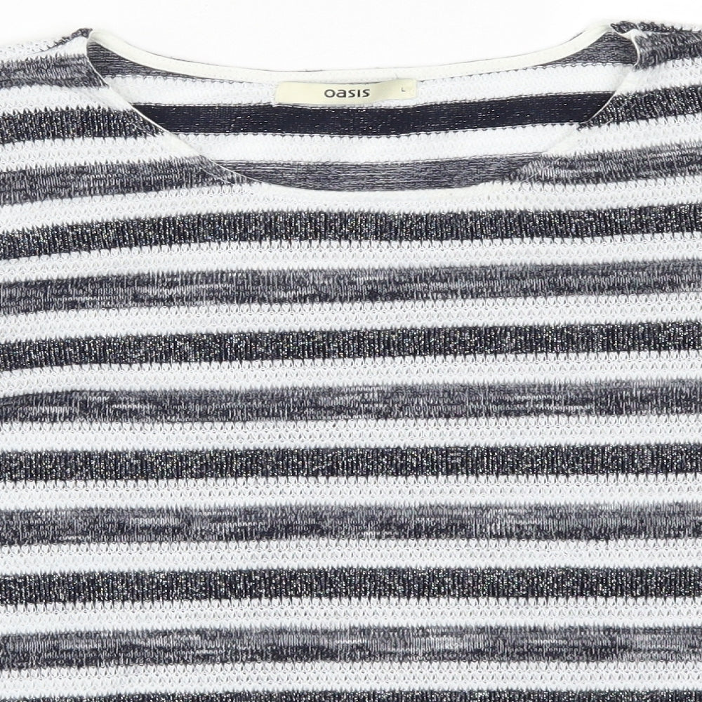 Oasis Womens Blue Striped  Pullover Jumper Size L