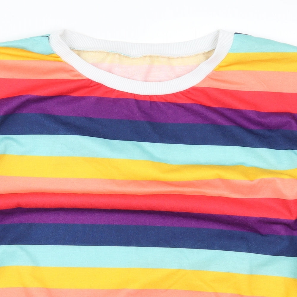 SheIn Womens Multicoloured Striped  Pullover Sweatshirt Size L