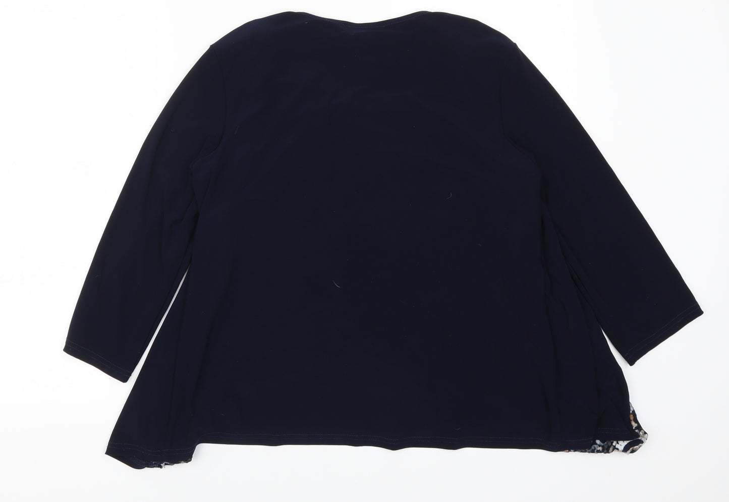 BASSINI Womens Blue Geometric  Cardigan Jumper Size 14  - Top and Cardigan in one