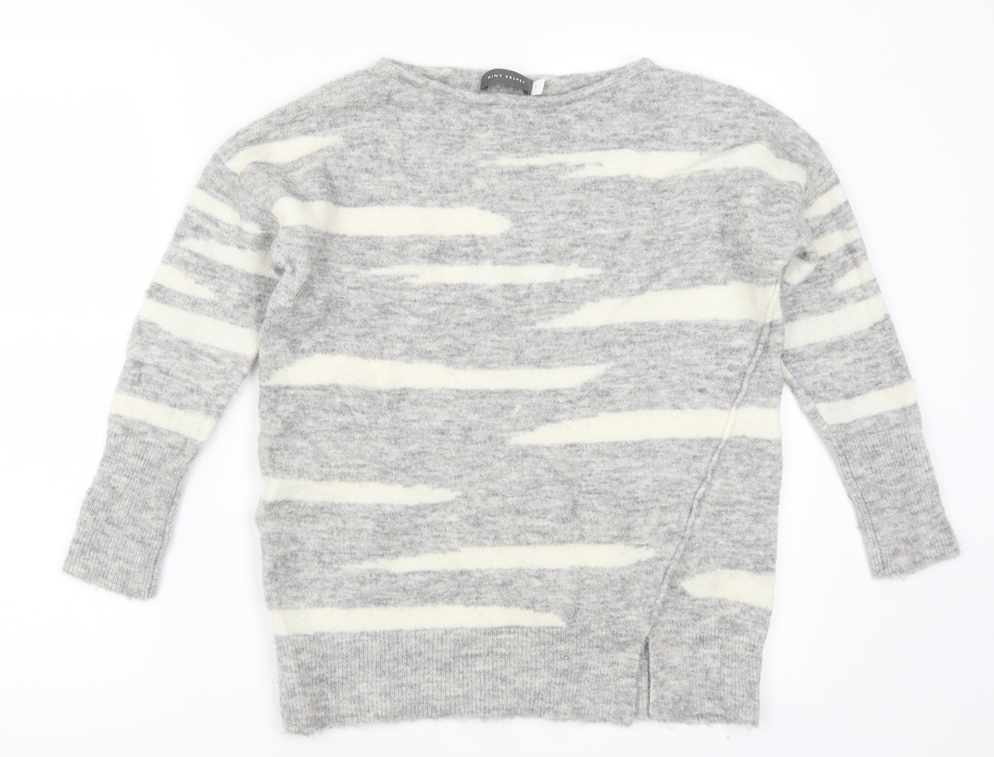 Mint Velvet Womens Grey Animal Print  Pullover Jumper Size 10  - Zebra Striped