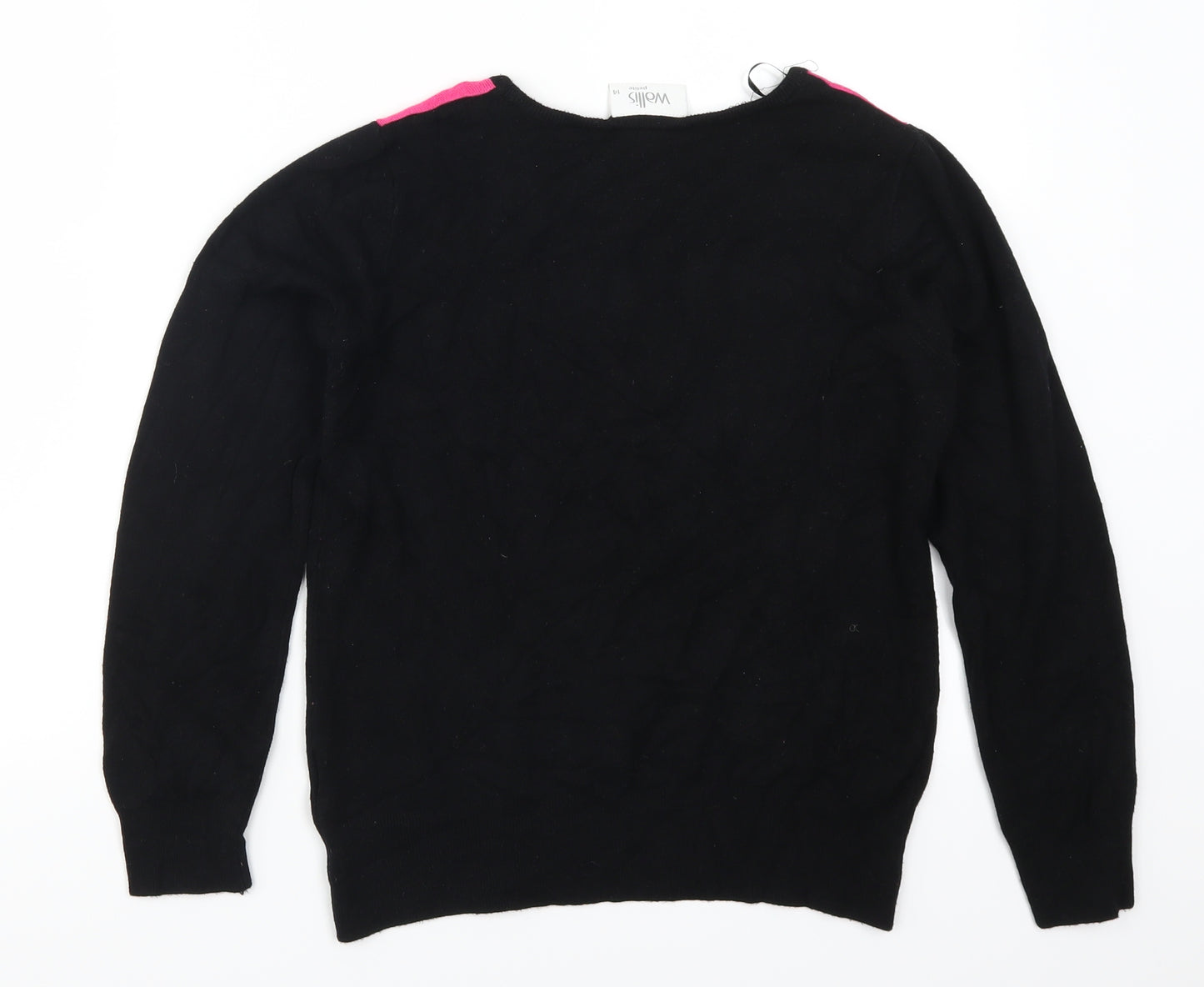 Wallis Womens Black Geometric  Pullover Jumper Size 14  - Pink Colour Block