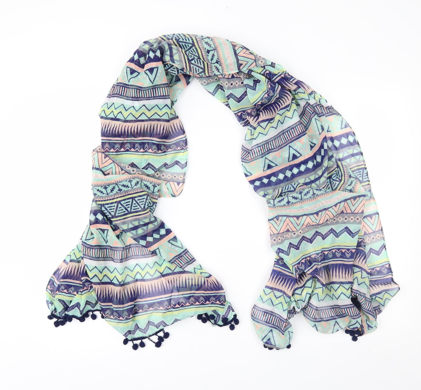 Preworn Womens Blue Geometric   Shawl/Wrap