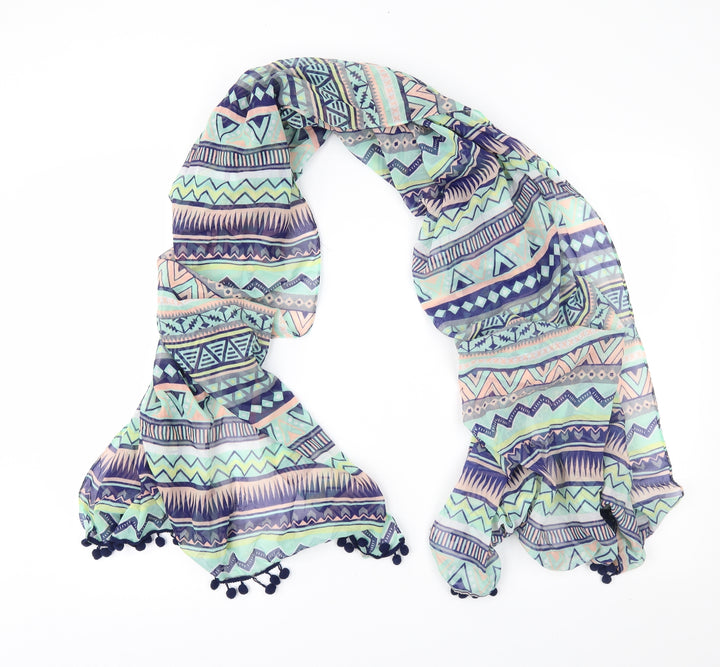 Preworn Womens Blue Geometric   Shawl/Wrap