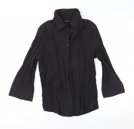 Front view of Atmosphere women’s black basic button-up, size UK 12