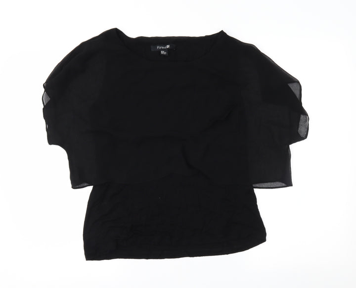 FOREVER 21 Womens Black   Basic Blouse Size M