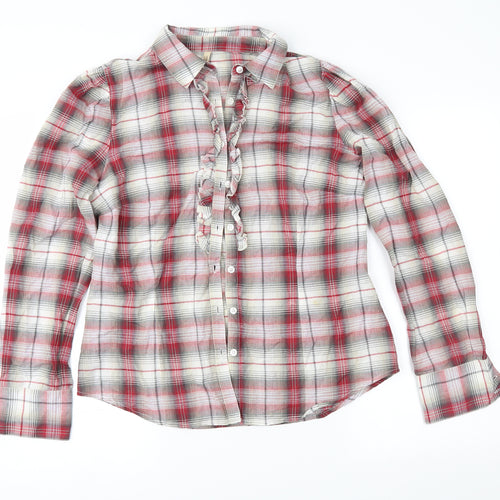 E-vie Womens Red Check  Basic Button-Up Size 14