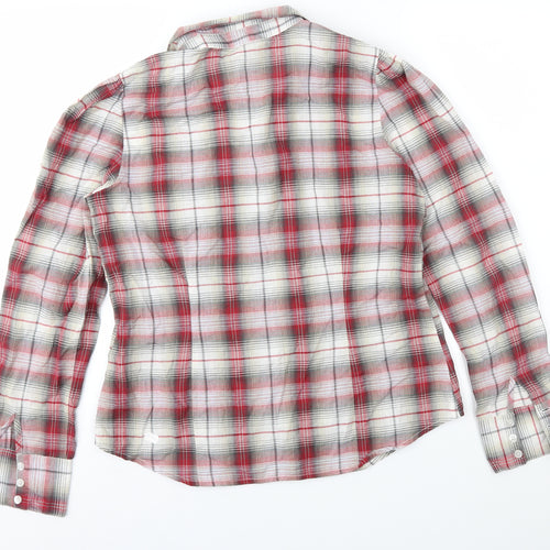E-vie Womens Red Check  Basic Button-Up Size 14
