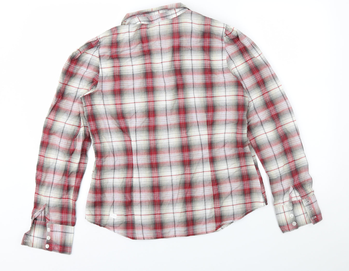 E-vie Womens Red Check  Basic Button-Up Size 14