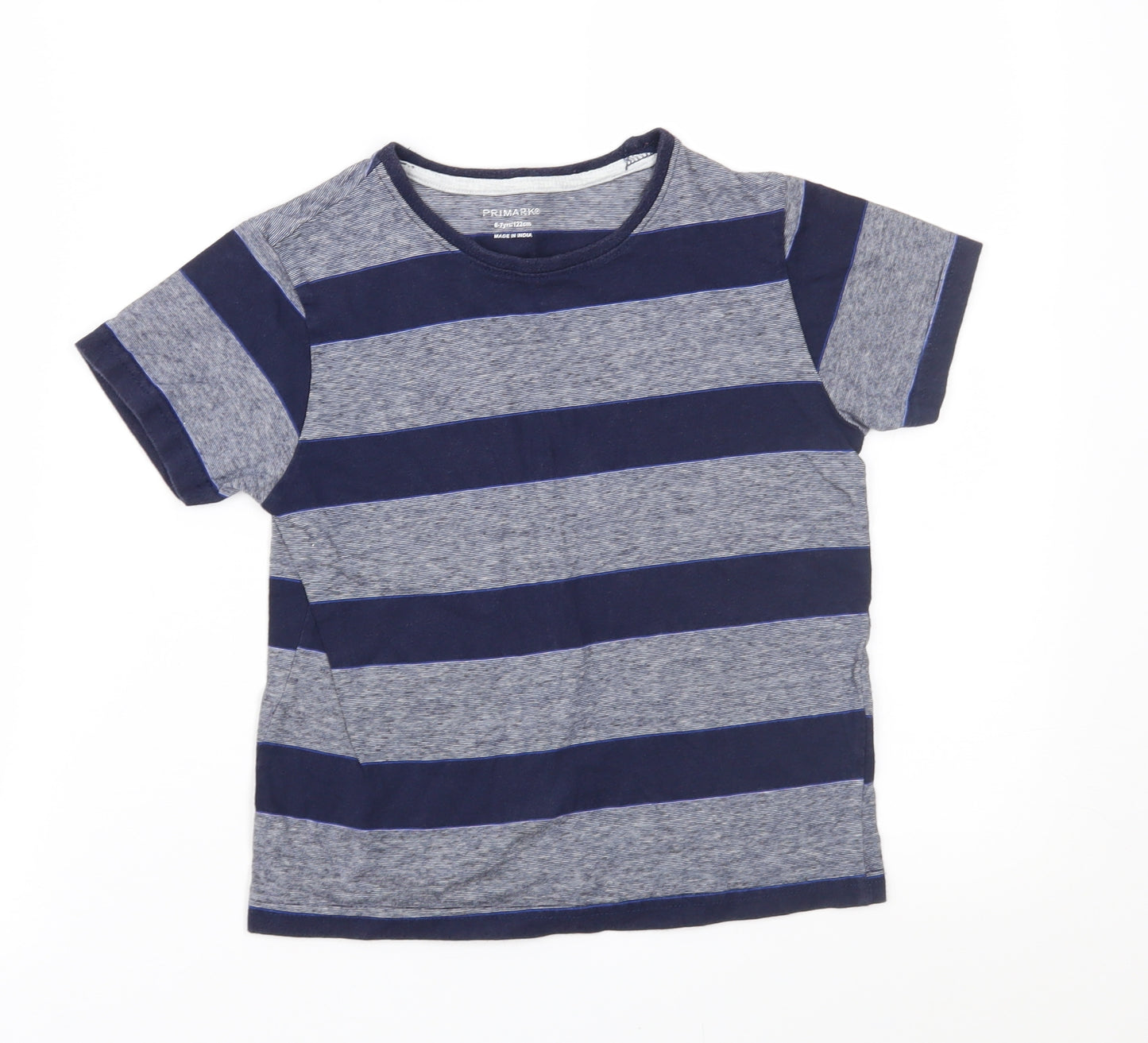 Primark Boys Blue Striped  Basic T-Shirt Size 7-8 Years