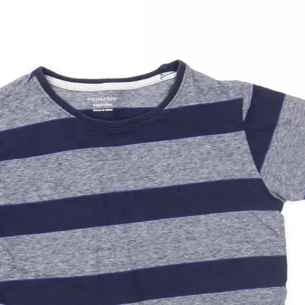 Primark Boys Blue Striped  Basic T-Shirt Size 7-8 Years