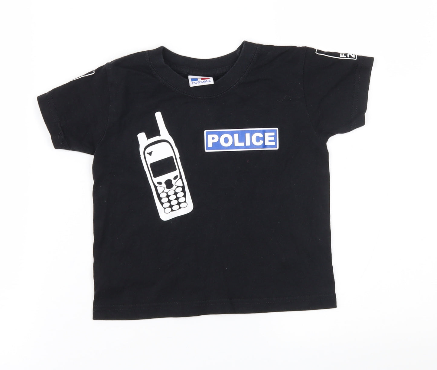 Russell Baby Black   Basic T-Shirt Size 18-24 Months