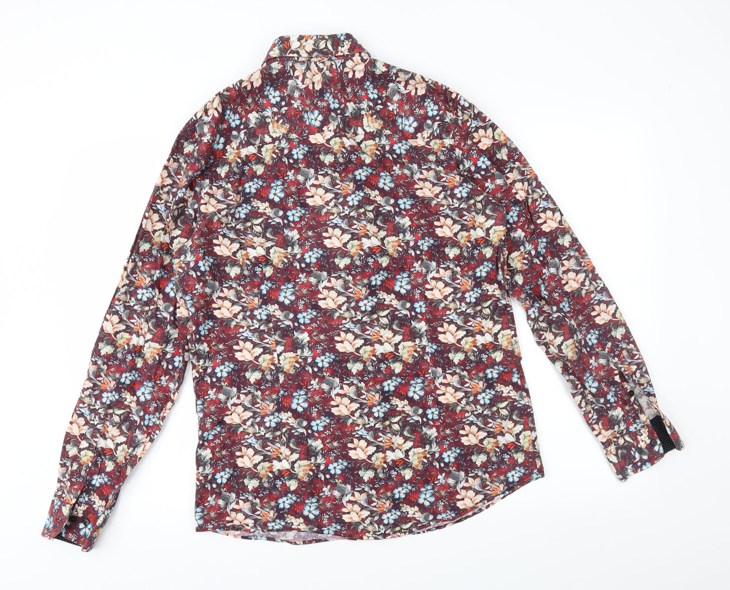 Easy Mens Red Floral   Button-Up Size M