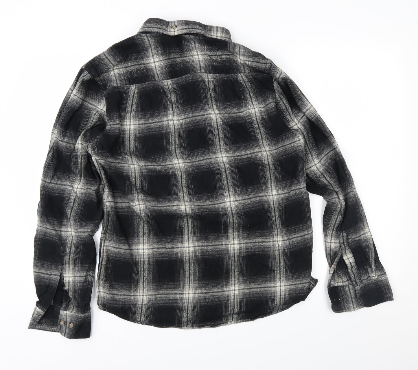 Primark Mens Black Check   Button-Up Size L