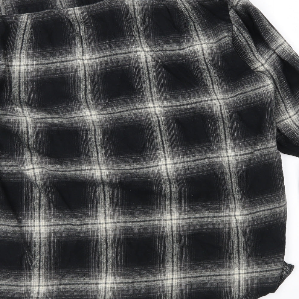 Primark Mens Black Check   Button-Up Size L
