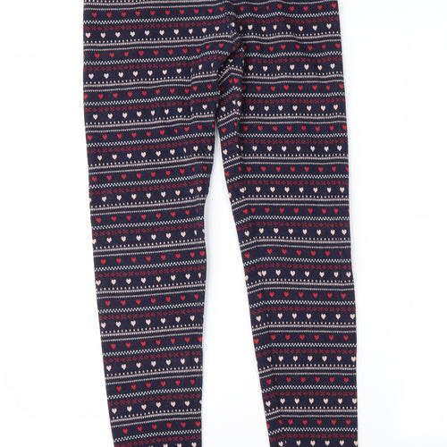 Jack Wills Womens Blue Fair Isle  Carrot Leggings Size 10 L29 in