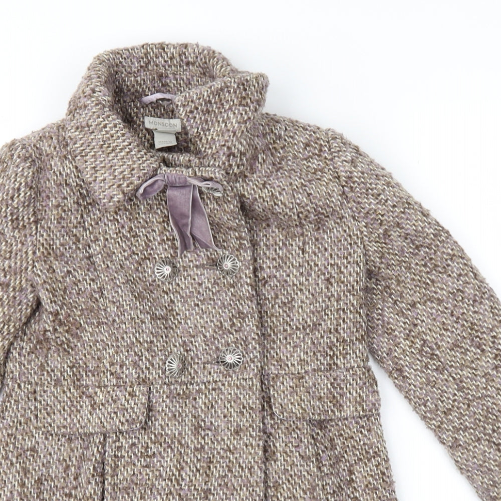 Monsoon Girls Brown   Overcoat Coat Size 5-6 Years