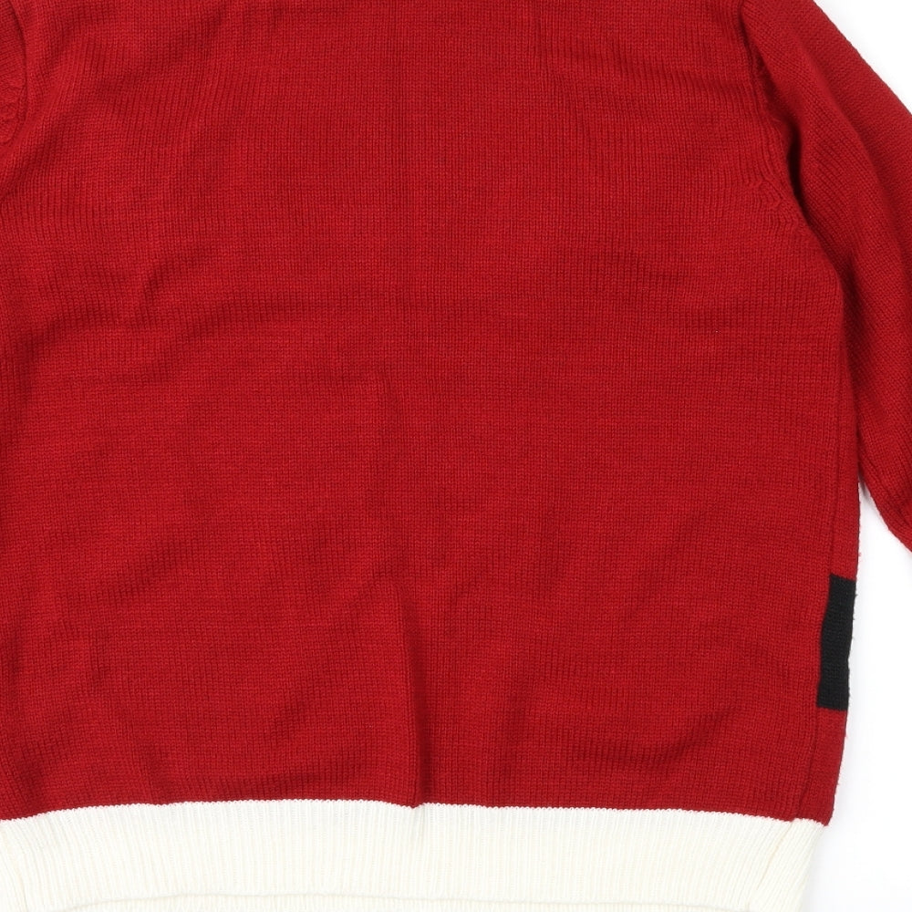 Cedar Wood State Mens Red Geometric  Pullover Jumper Size S  - Xmas