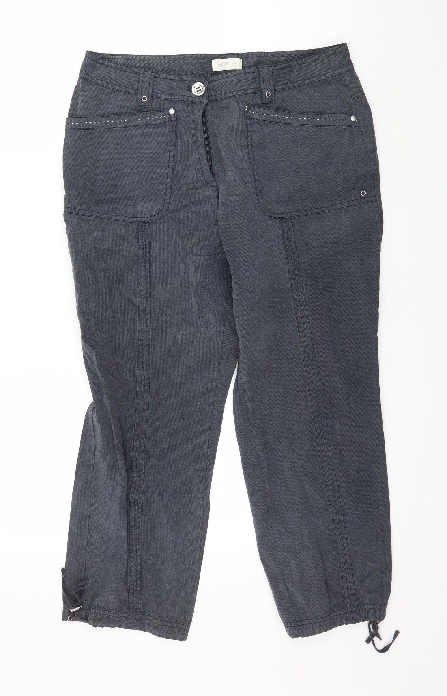 Bonita Womens Grey   Cropped Trousers Size 32 in L24 in