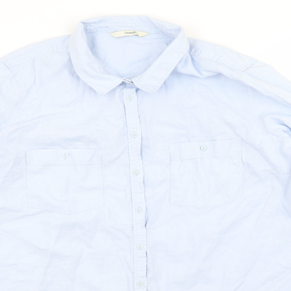 George Womens Blue   Basic Button-Up Size 18