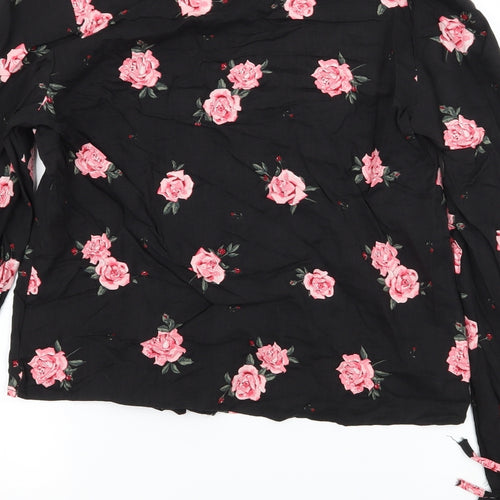 Divided Womens Black Floral  Basic Blouse Size 6