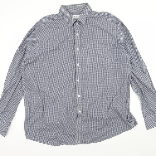 F&F Mens Blue Check   Button-Up Size 18