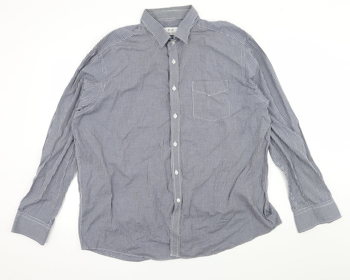 F&F Mens Blue Check Button-Up Size 18