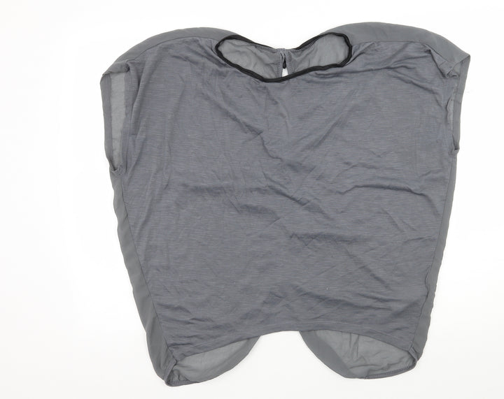 New Look Womens Grey  Jersey Basic Blouse Size M  - Cut out back