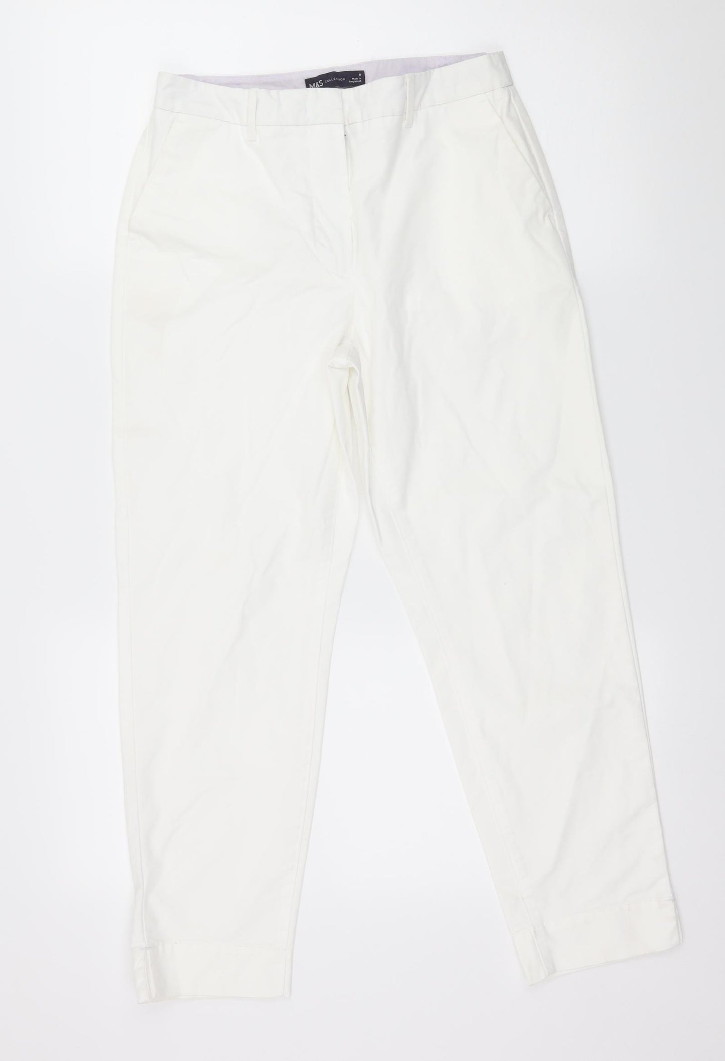 Marks and Spencer Womens White   Trousers  Size 8 L25 in
