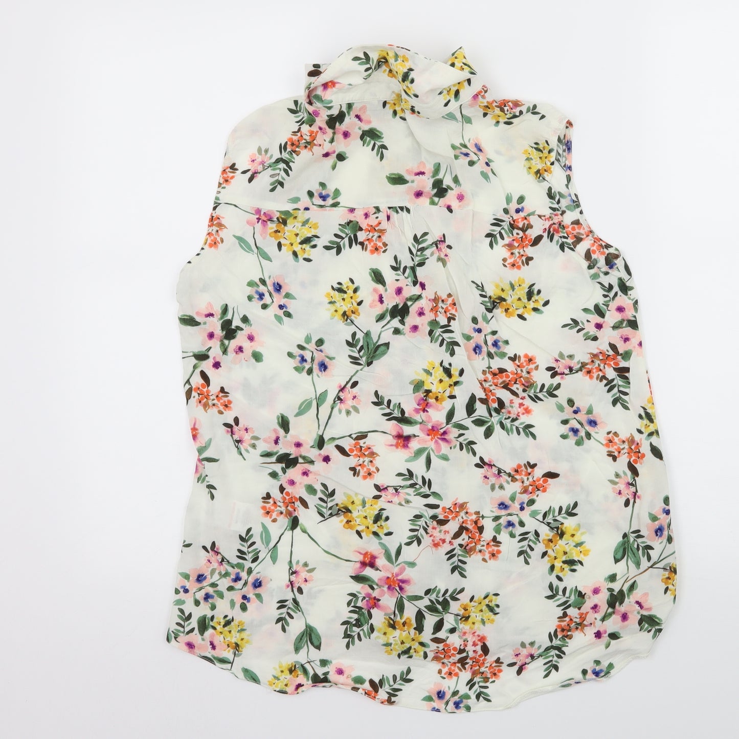 Peacocks Womens White Floral  Basic Blouse Size 14