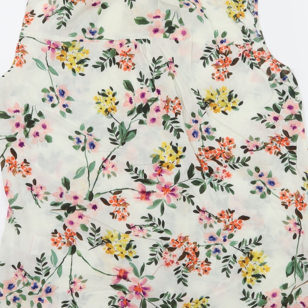 Peacocks Womens White Floral  Basic Blouse Size 14