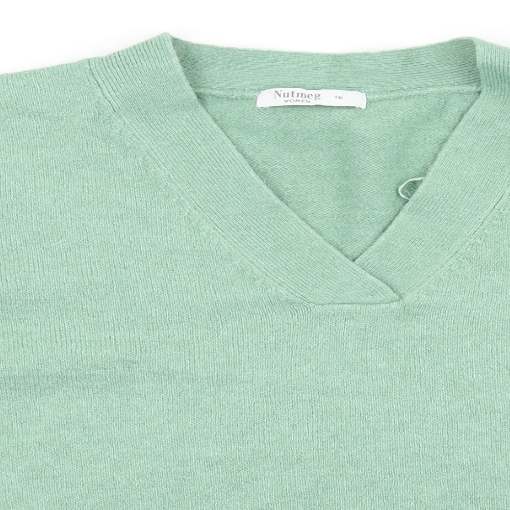 Nutmeg Womens Green  Knit Pullover Jumper Size 16