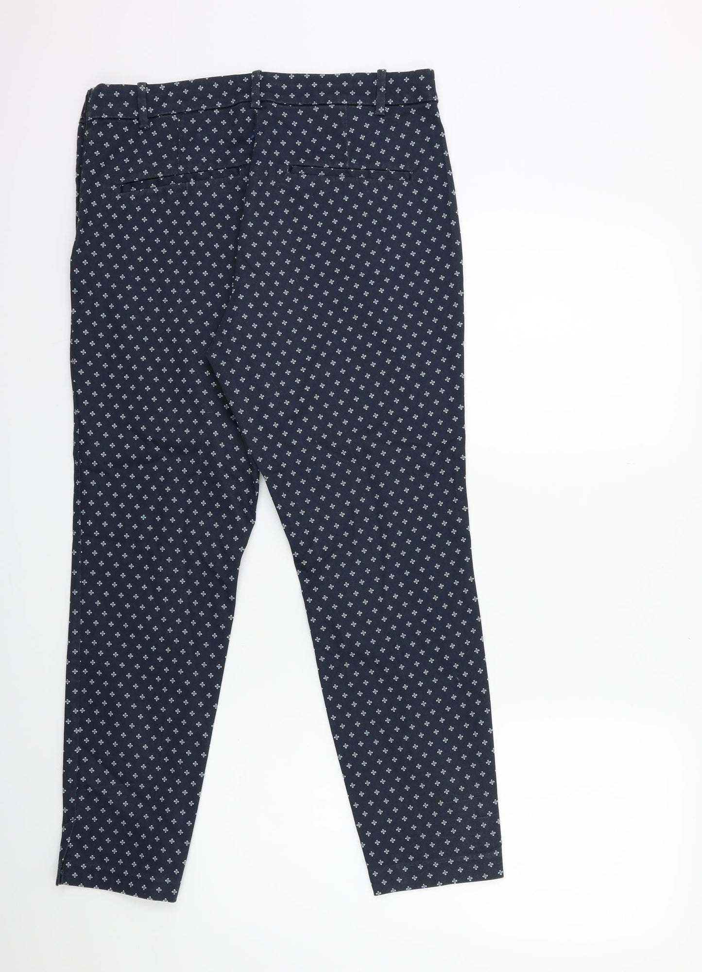 H&M Womens Blue Geometric  Trousers  Size 14 L27 in