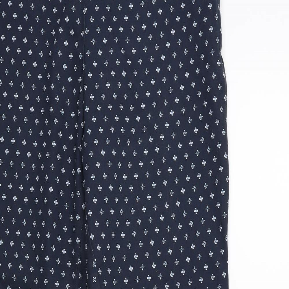 H&M Womens Blue Geometric  Trousers  Size 14 L27 in
