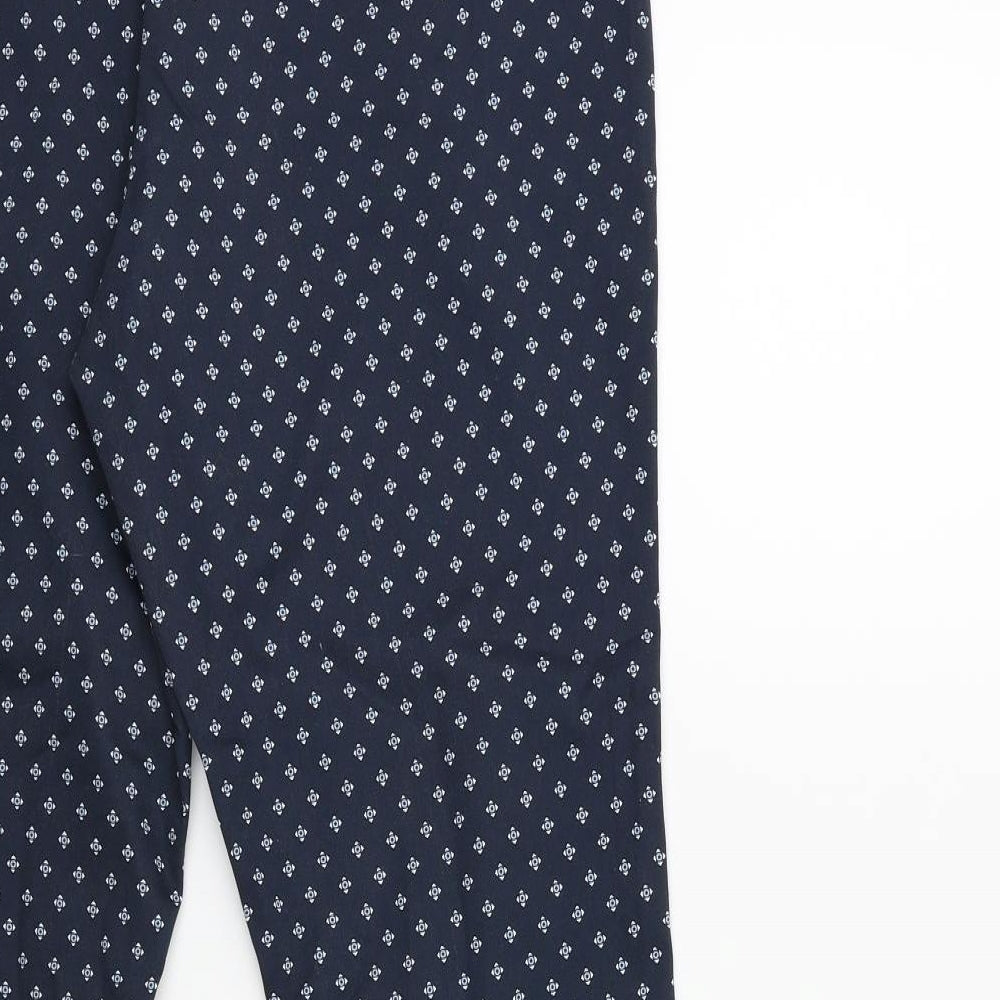 H&M Womens Blue Geometric  Trousers  Size 14 L27 in