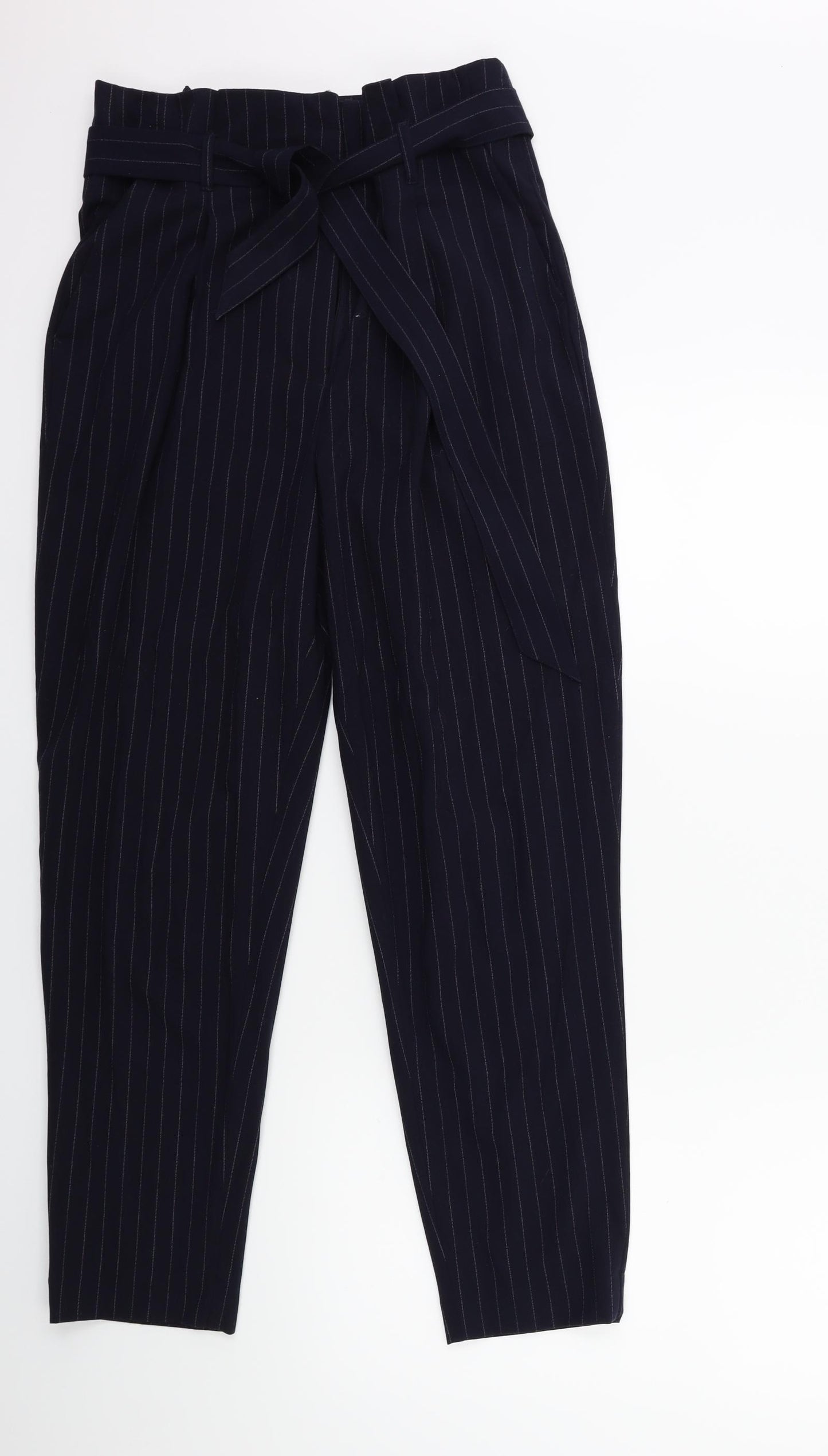 H&M Womens Blue Striped  Trousers  Size 10 L28 in