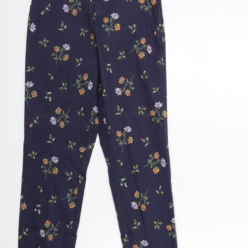 H&M Womens Blue Floral  Trousers  Size 8 L29 in
