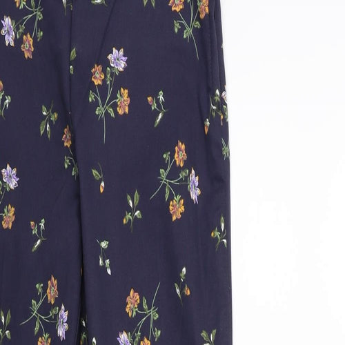 H&M Womens Blue Floral  Trousers  Size 8 L29 in