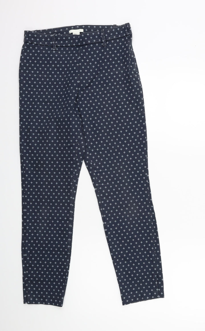 H&M Womens Blue Geometric  Trousers  Size 10 L27 in