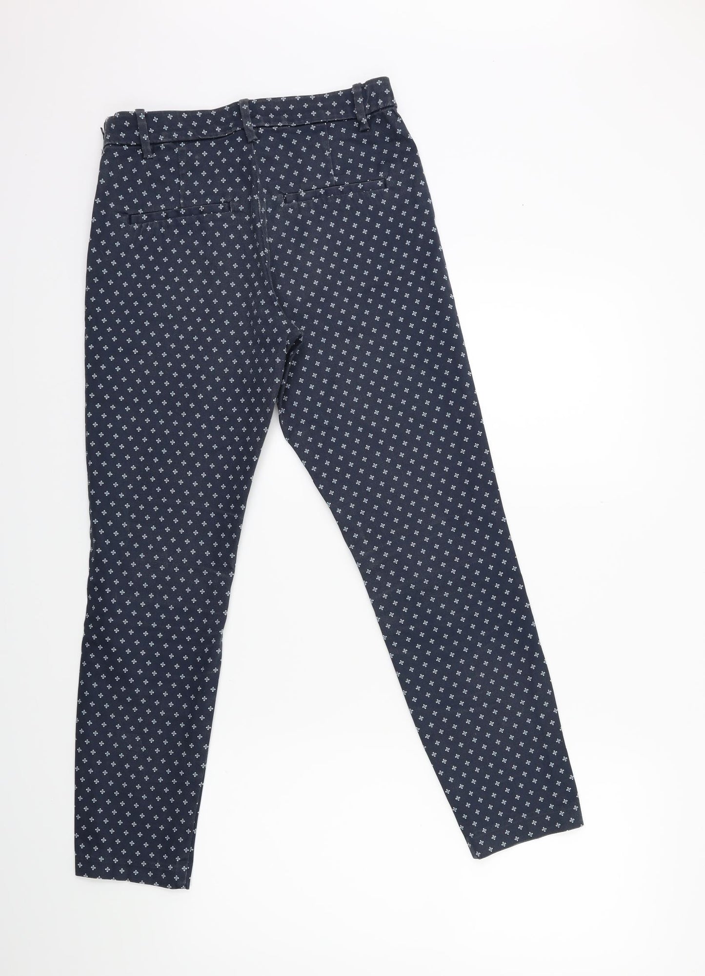 H&M Womens Blue Geometric  Trousers  Size 10 L27 in