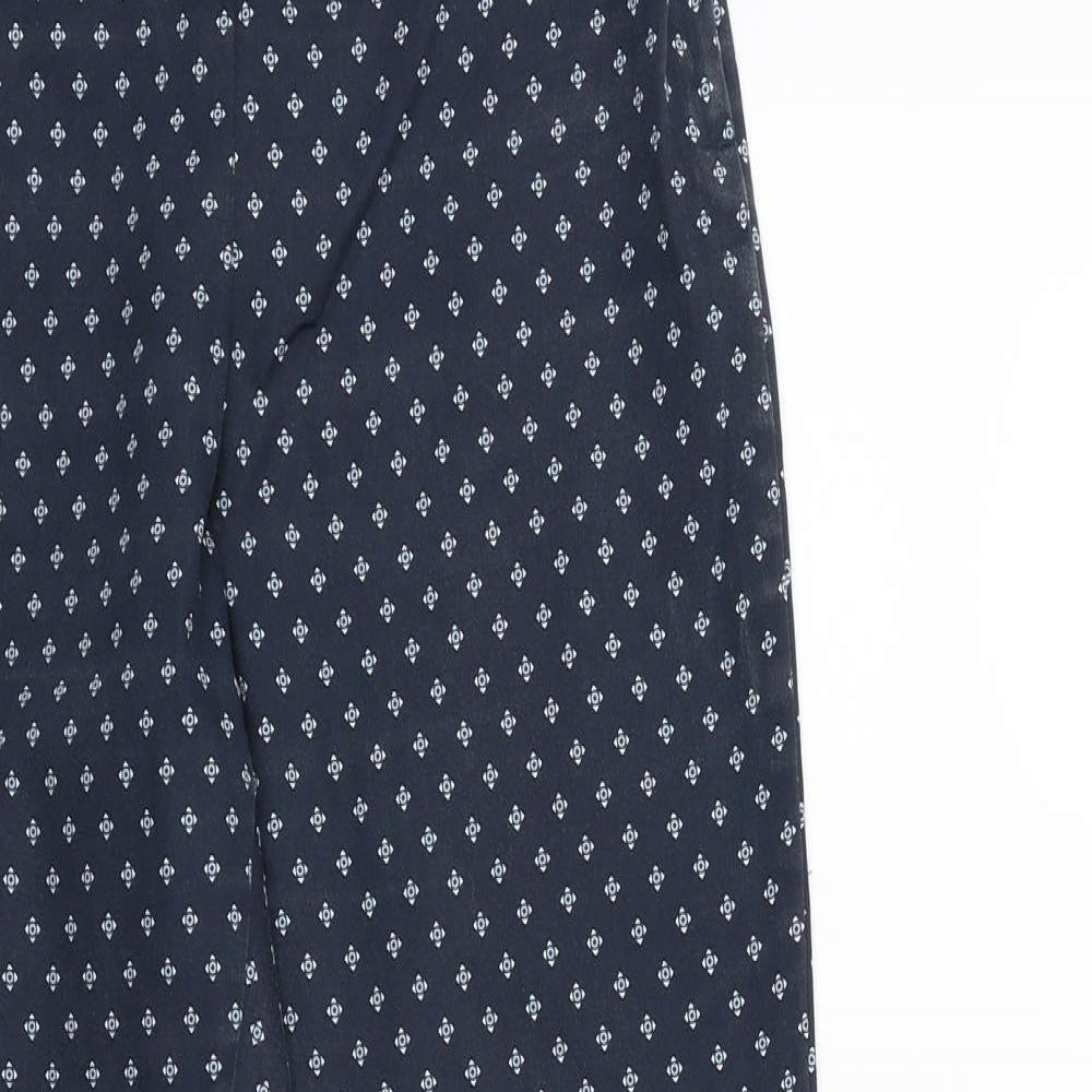 H&M Womens Blue Geometric  Trousers  Size 10 L27 in